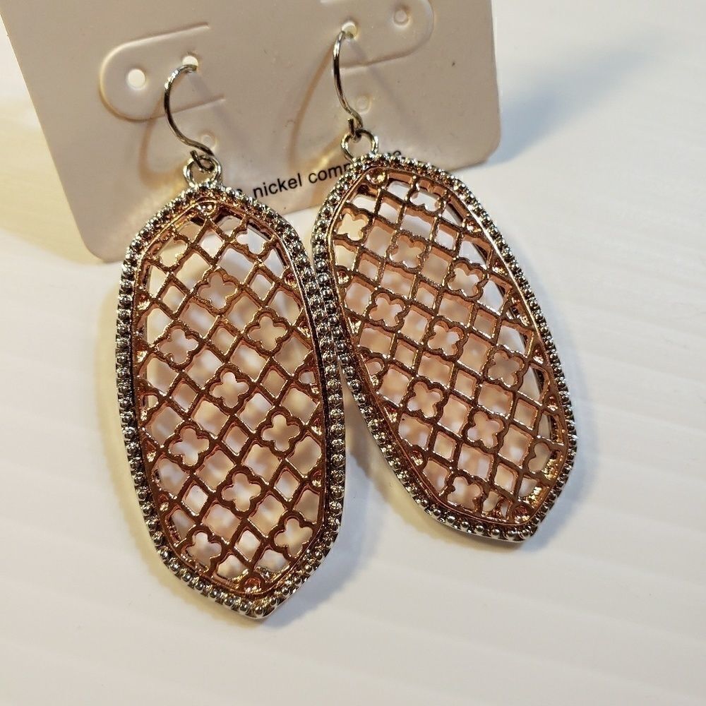 New Rose Gold Silver Metal Earrings